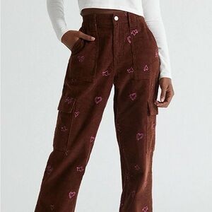 NWT | PacSun | Brown Corduroy Pants|Elastic Waist Cargo|Size S